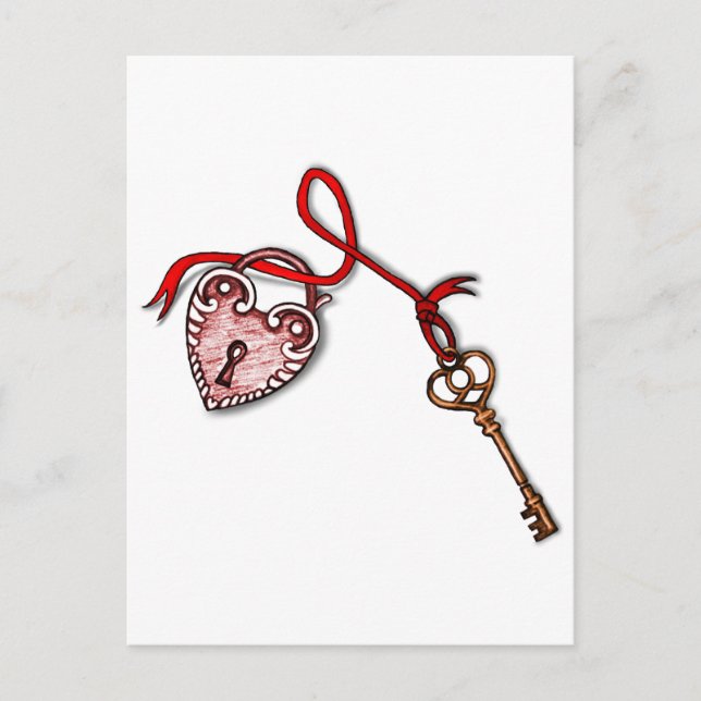 Nyckel till mitt hjärta ~ Red Vykort (Framsida)