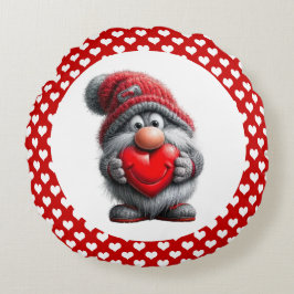 "Nyckel till mitt hjärta" Whimsical Gnome Rund Kudde