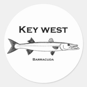 Nyckel Väster Barracuda Runt Klistermärke