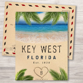 Nyckel Väster Beach Florida Sand Tropical Handflat Vykort