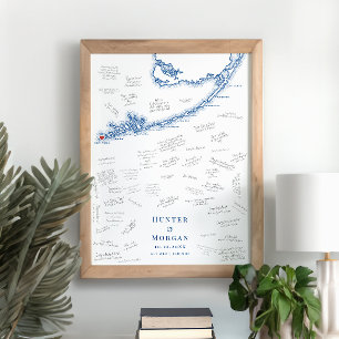 Nyckel Väster FL Bröllop Elegant Guest Bok Poster