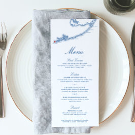 Nyckel Väster FL Karta Elegant flottan Blue Bröllo Meny