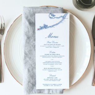 Nyckel Väster FL Karta Elegant flottan Blue Bröllo Meny