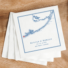 Nyckel Väster FL Karta Elegant flottan Blue Bröllo Pappersservett