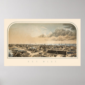 Nyckel Väster FL Panoramic Karta 1855 Poster