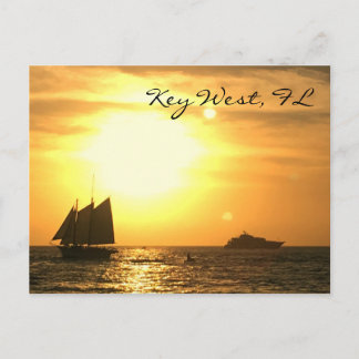 Nyckel Väster, FL Sailboat-Sunset-vykort Vykort