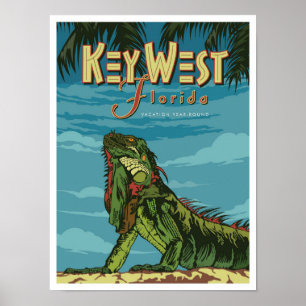 Nyckel Väster Florida Art Vintage resor Illustrati Poster