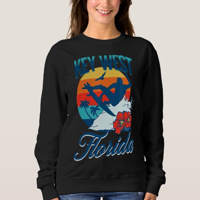 Nyckel Väster Florida Beach Surfing Summer Vacatio T Shirt (Framsida)