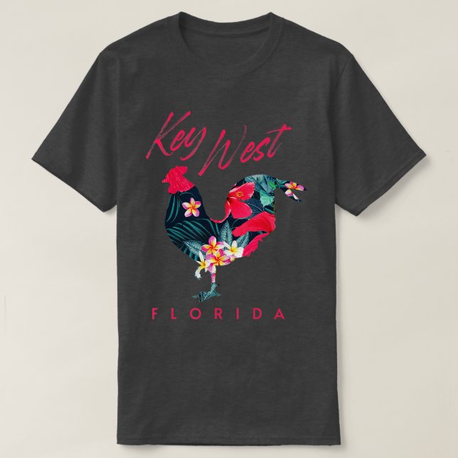 Nyckel Väster Florida Chicken Älskare Flower Hibis T Shirt (Design framsida)