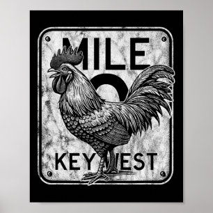 Nyckel Väster Florida Chicken Retro Mile 0 Tupp Di Poster