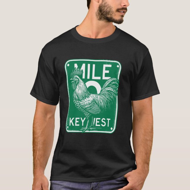 Nyckel Väster Florida Chicken Retro Mile 0 Tupp Mi T Shirt (Framsida)