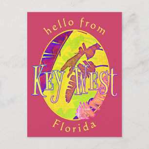 Nyckel Väster Florida Colorful Tropical Handflatan Vykort