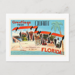Nyckel Väster Florida FL Old Vintage resor Souveni Vykort