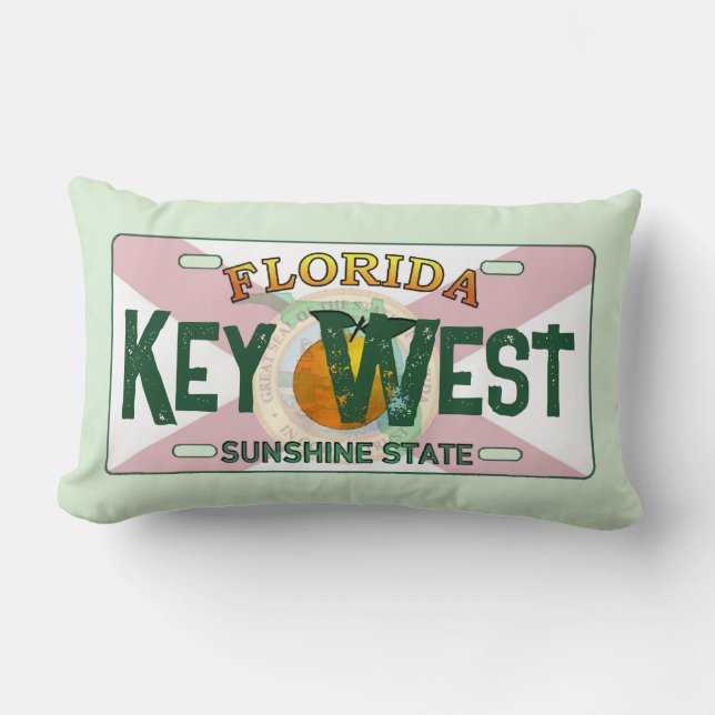 Nyckel Väster Florida-flagga skyltkudde Lumbarkudde (Framsida)