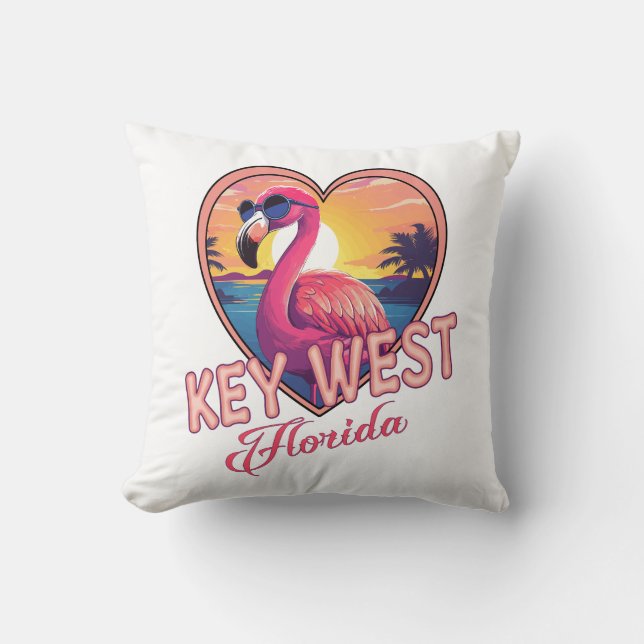 Nyckel Väster Florida Flamingo Kudde (Framsida)