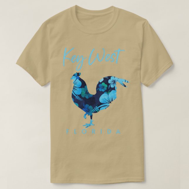 Nyckel Väster Florida Flower Hibiscus Chicken Älsk T Shirt (Design framsida)