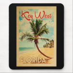 Nyckel Väster Florida Handflatan Träd Beach Vintag Musmatta<br><div class="desc">Nyckel Väster Florida-konstruktionen i stil i Vintage resor,  med en träd i handflatan på stranden med hav och himlar.</div>