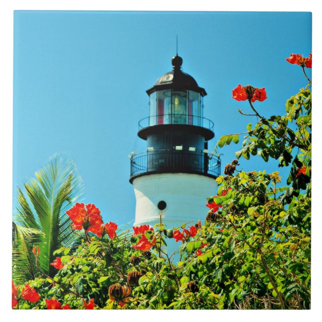 Nyckel Väster, Florida Lighthouse Ceramic Tile Kakelplatta (Framsidan)