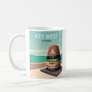 Nyckel Väster Florida Mile Zero Vintage resor Kaffemugg