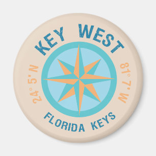 Nyckel Väster Florida Nautical Icon Longitud Magnet