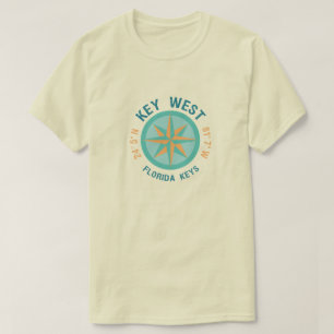 Nyckel Väster Florida Nautical Latitud Longitud T Shirt