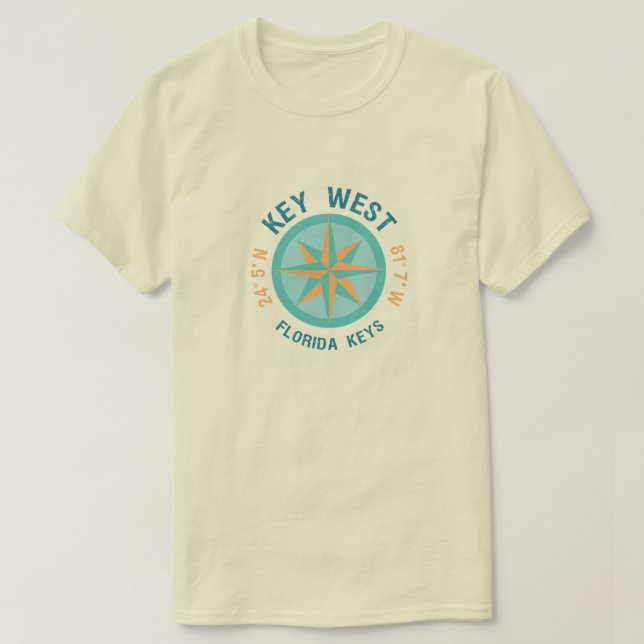 Nyckel Väster Florida Nautical Latitud Longitud T Shirt (Design framsida)