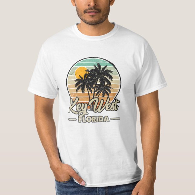 Nyckel Väster Florida Nycklar Retro 70-talets pers T Shirt (Framsida)