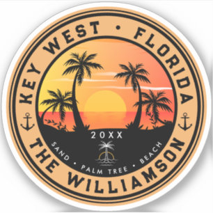 Nyckel Väster Florida Nycklar Retro Sunset Handfla Klistermärken