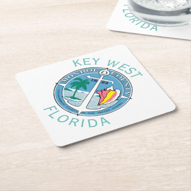 Nyckel Väster - Florida Nycklar Underlägg Papper Kvadrat (Vinklad)