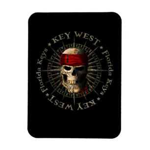 Nyckel Väster Florida Pirat Skull Magnet