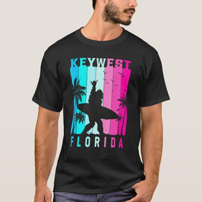 Nyckel Väster Florida Retro Beach Sunset Summer Vi T Shirt (Framsida)
