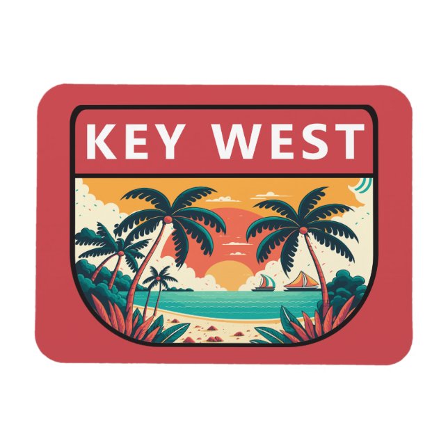 Nyckel Väster Florida Retro Emblem Magnet (Horisontell)