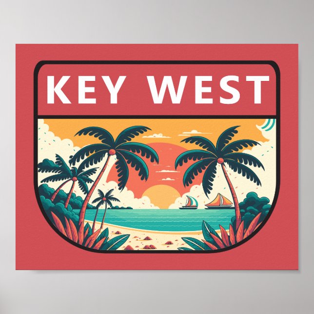 Nyckel Väster Florida Retro Emblem Poster (Framsidan)