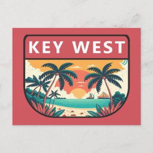 Nyckel Väster Florida Retro Emblem Vykort