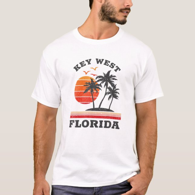 Nyckel Väster Florida Retro Souvenir Gift T Shirt (Framsida)