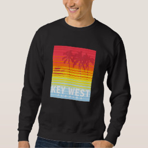 Nyckel Väster Florida Retro Sunset Handflatan Träd Lång Ärmad Tröja