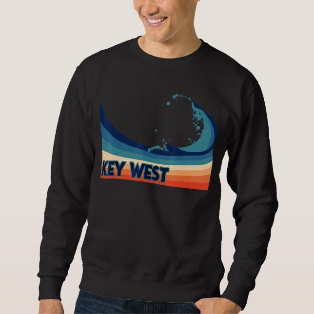 Nyckel Väster Florida Retro Surfa Sailing & Fishin Lång Ärmad Tröja (Framsida)