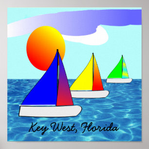 Nyckel Väster Florida Sailboat Art Poster