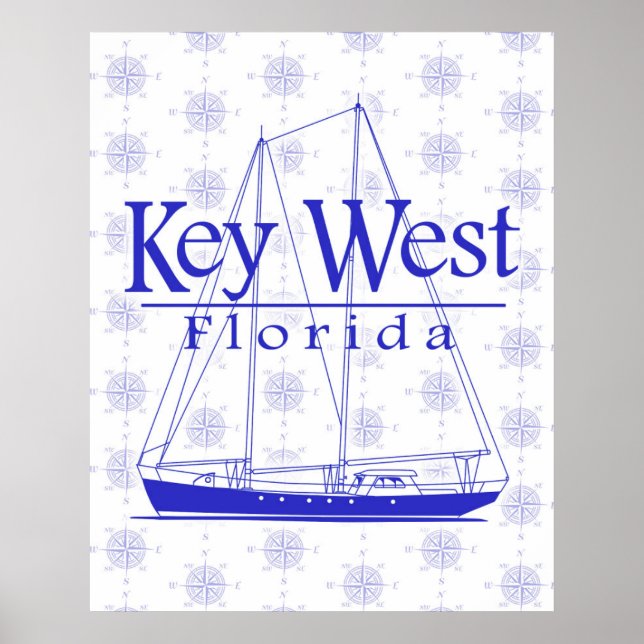 Nyckel Väster Florida Sailing Poster (Framsidan)