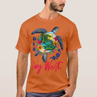 Nyckel Väster Florida Sea Turtle Hibiscus Summer V T Shirt