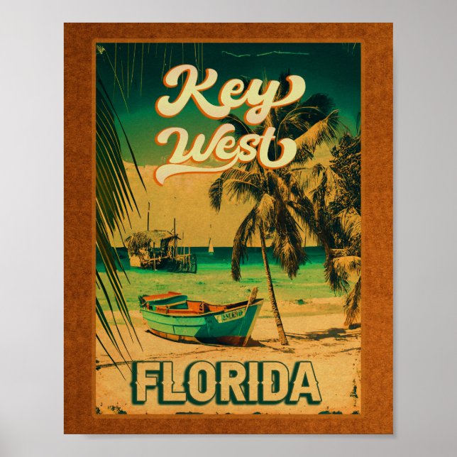 Nyckel Väster Florida Sunset Vacation Souvenirs Vi Poster (Framsidan)