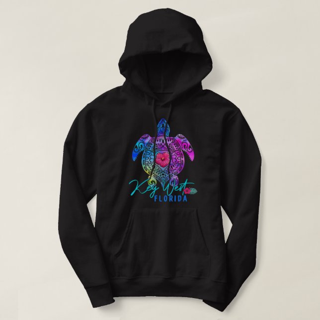 Nyckel Väster Florida Tie Dye Sea Turtle Vacation  Hoodie (Design framsida)