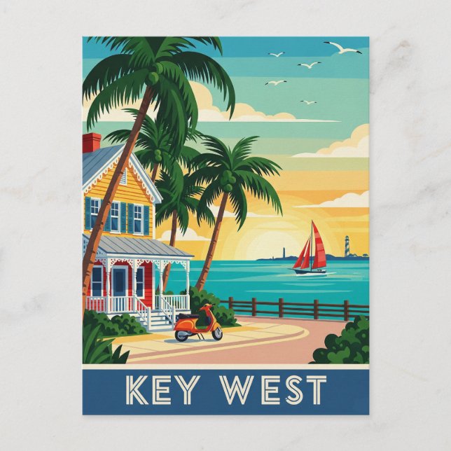 Nyckel Väster Florida Travel Vykort (Framsida)