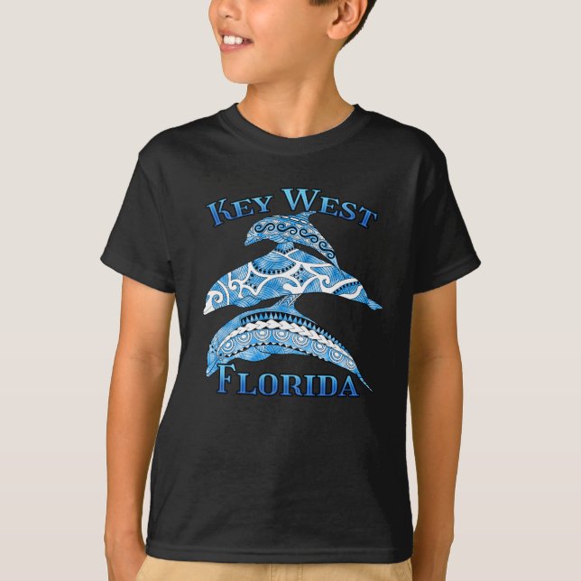 Nyckel Väster Florida Vacation Tribal Dolphins T Shirt (Framsida)
