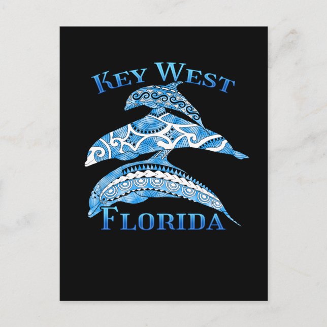Nyckel Väster Florida Vacation Tribal Dolphins Vykort (Framsida)