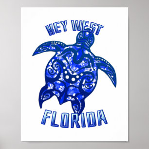 Nyckel Väster Florida Vacation Tribal Turtle Poster
