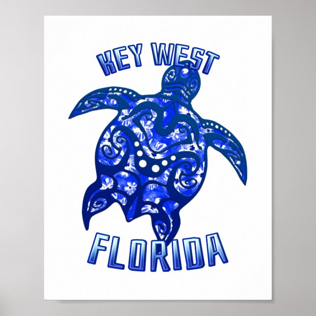 Nyckel Väster Florida Vacation Tribal Turtle Poster (Framsidan)