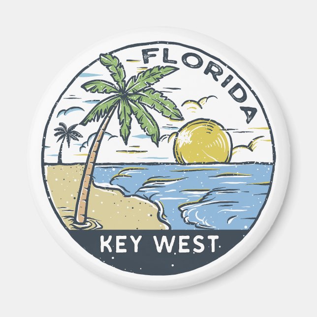 Nyckel Väster Florida Vintage Emblem Magnet (Framsidan)