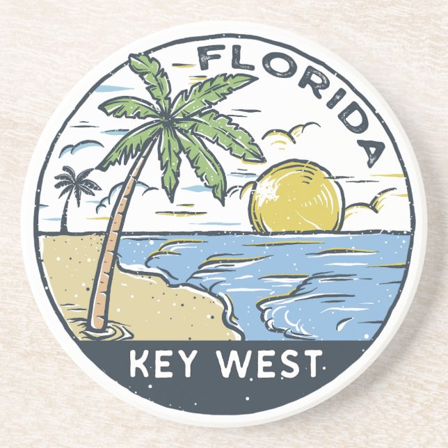Nyckel Väster Florida Vintage Emblem Underlägg (Framsidan)