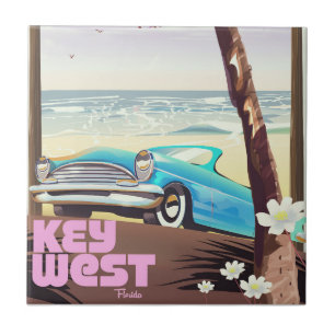 nyckel väster florida vintage resor poster kakelplatta